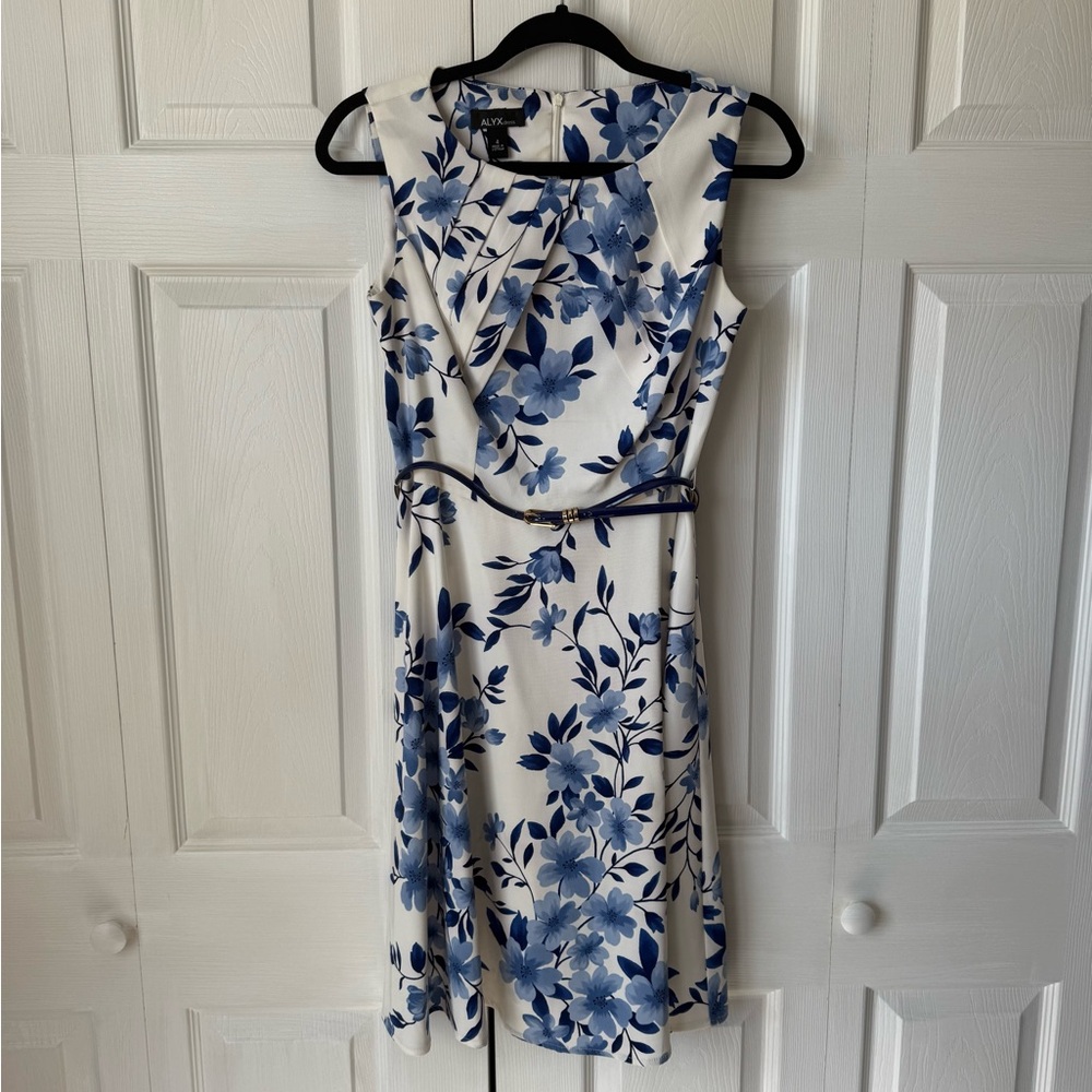 Alyx Blue Midi A-Line Sundress for Wedding Guests